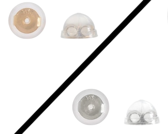Supporti sostitutivi in oro massiccio 14K ricoperti in silicone per orecchini a pressione
