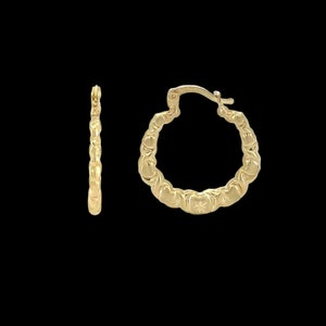 Real 10K Yellow Gold Twisted Heart Diamond Cut Hoop Earrings 1.7gr | Women-Ladies Jewelry Earrings | Solid 10k Gold Hoop Earrings