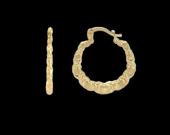 Äkta 10K gult guld tvinnade hjärtformade diamantslipade örhängen 1,7gr | Dam-damsmycken örhängen | Massiva 10k guldörhängen