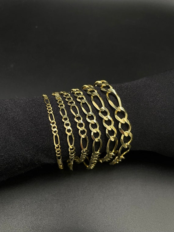 Fully Solid 10K Gold Figaro Bracelet, Ladies and Mens 10K Gold Bracelet, 10K Solid Yellow Gold Figaro Bracelet Unisex bracelet
