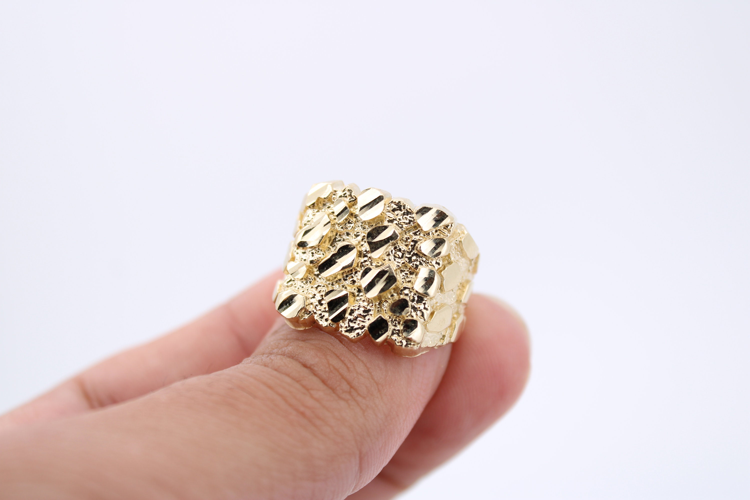 Real Solid Gold 10K Square Nugget Ring 10K Gold Ring Etsy