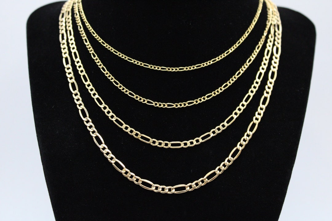 14K Gold Figaro Chain, 14kt Gold Chain, Real Gold Chain, 2mm, 2.5mm, 3
