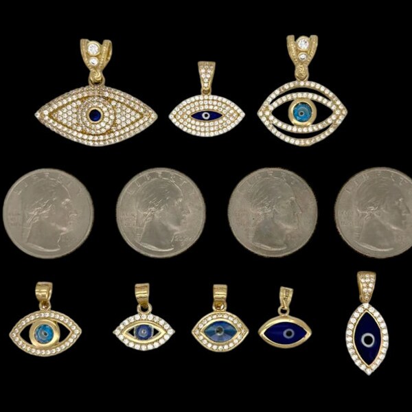 Gold Evil Eye Pendant Etsy