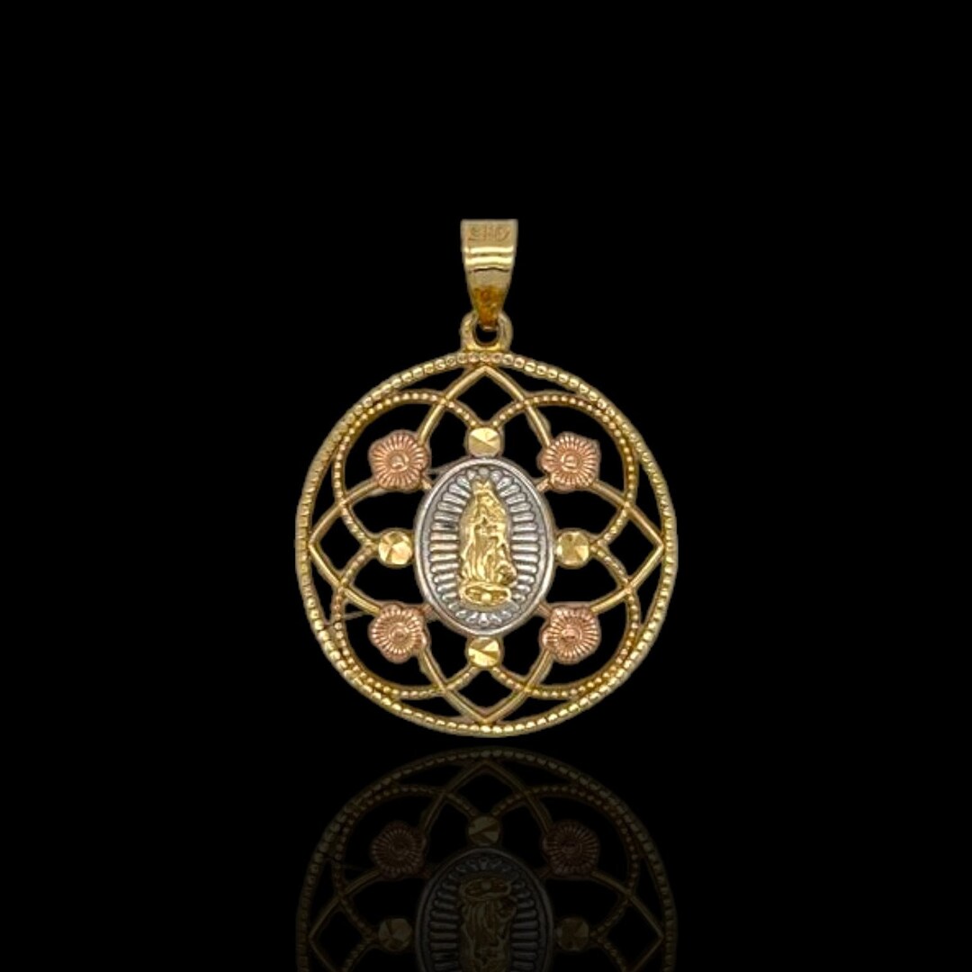 Virgin De Guadalupe Two Tone Pendant - 14K Yellow Gold - Etsy