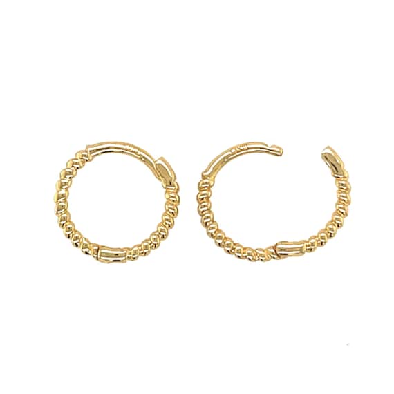 14K Two Tone Gold 2.5mm Square Huggies Twisted Rope Hoop Earrings – Made In Italy (Aretes De Oro)