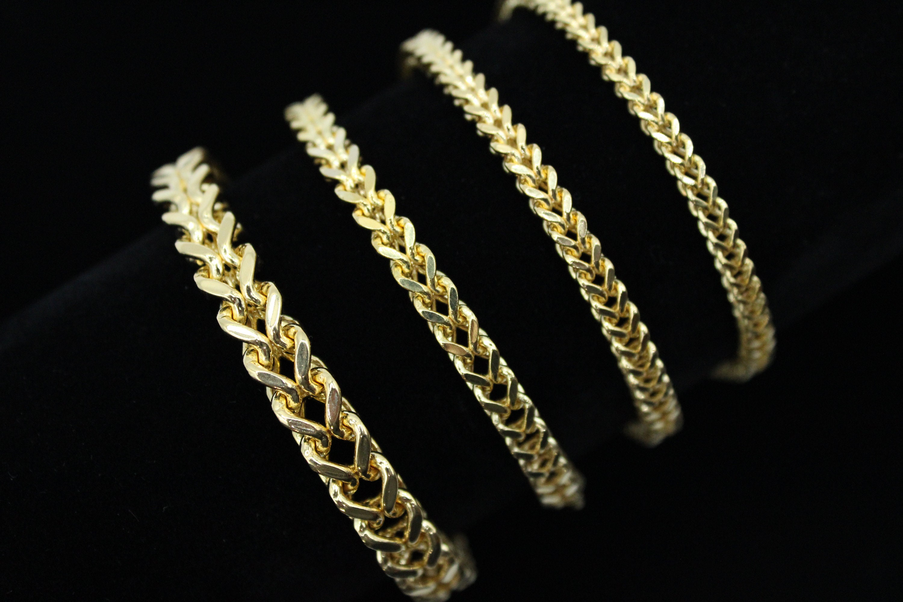 10K Real Gold Franco Chain Bracelets 1.6mm 4mm Real 10K Etsy