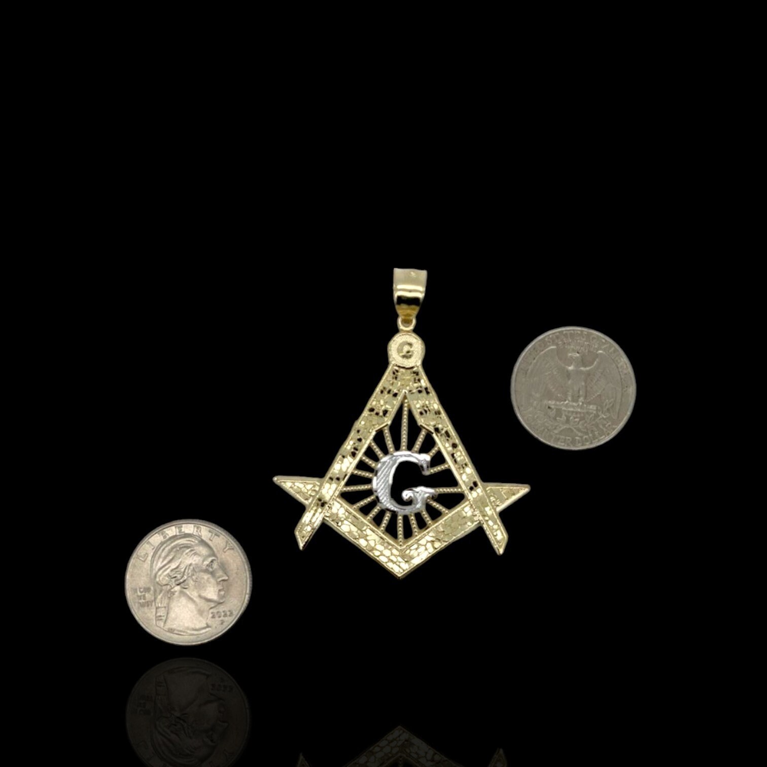 フリーメイソンのシンボル「フリーメイソン」ペンダント CZ - 10K