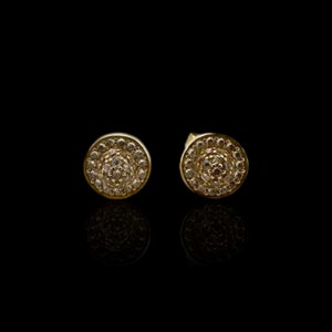 Round Cz Earrings - 10K Yellow Gold