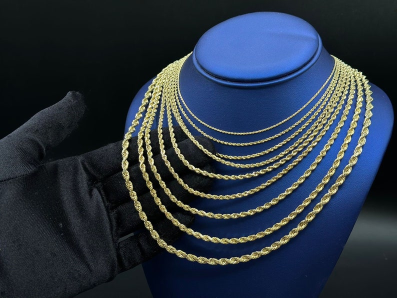 10K - Gold Rope Chain Gold Rope Chain Necklace 1mm-4mm 16-26 Inches ...
