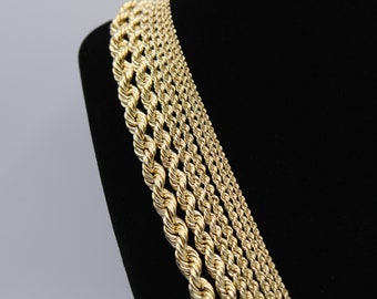 10K Solid Gold Rope Chain Gold Rope Chain Necklace 2mm 2.5mm 3mm