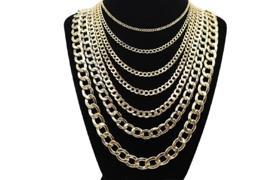 14K Gold Cuban Chain, 14kt Gold Chain, Real Gold Chain, 2.5mm 3.5mm 4