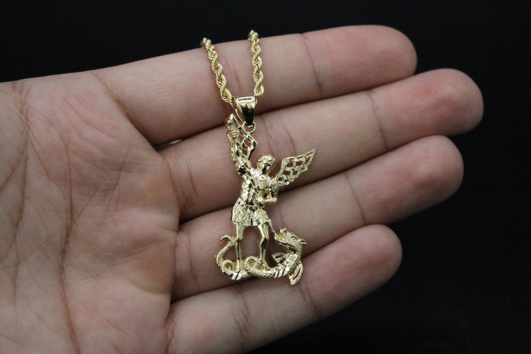 Michael The Archangel Pendant St Michael Chain Gold Archangel