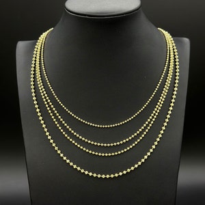 Shiny Bead Ball Chain Necklace Real 10K Yellow Gold All