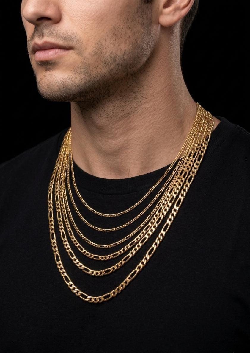 10K Gold Figaro Chain, 10kt Gold Chain, Real Gold Chain, 2mm, 2.5