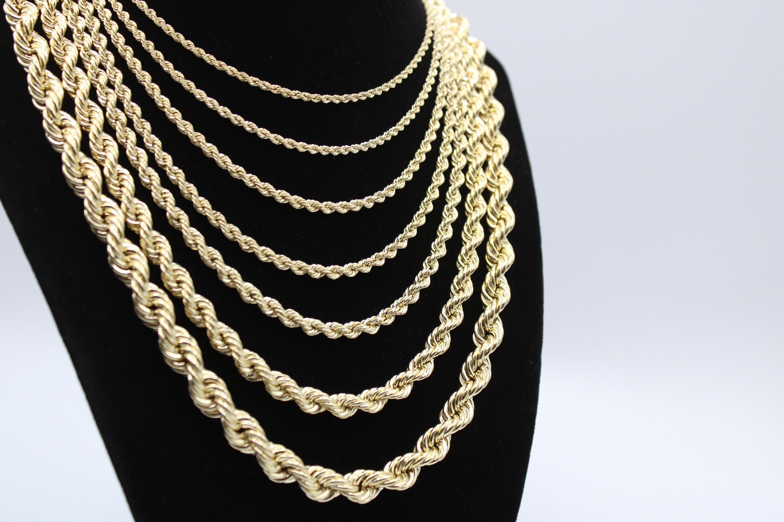 14K ソリッド ゴールド ロープ チェーン ロープ ネックレス 2 mm 14K ソリッド ゴールド ロープ チェーン ロープ ネックレス 2 mm