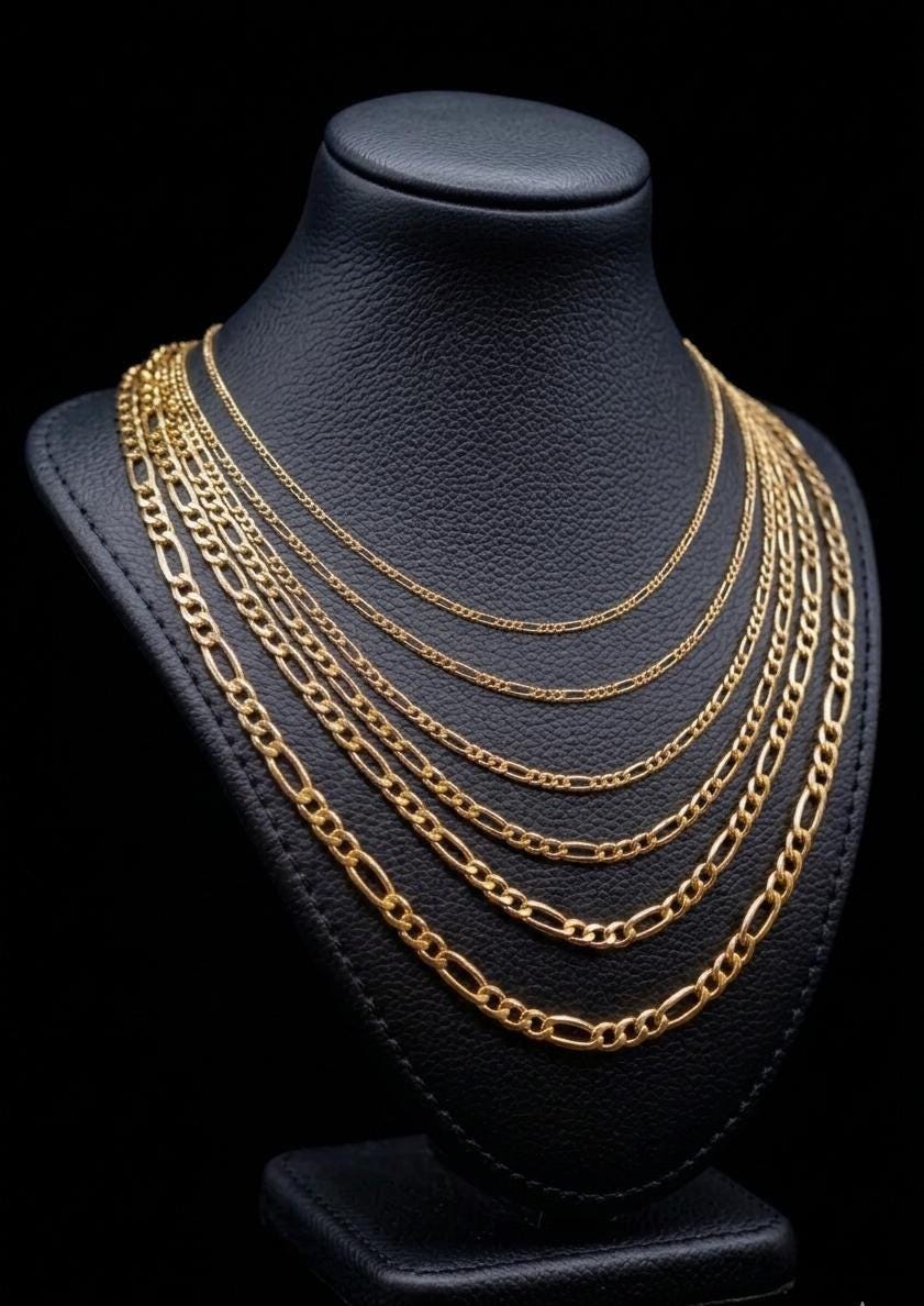 10K Gold Figaro Chain, 10kt Gold Chain, Real Gold Chain, 2mm, 2.5