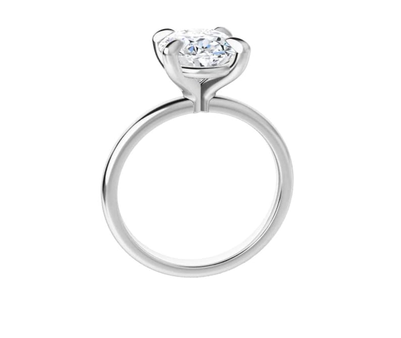 Oval Cut Lab Grown Diamond Solitaire Engagement Ring 14k White Gold - E ...