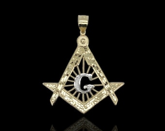 フリーメイソンのシンボル「フリーメイソン」ペンダント CZ - 10K