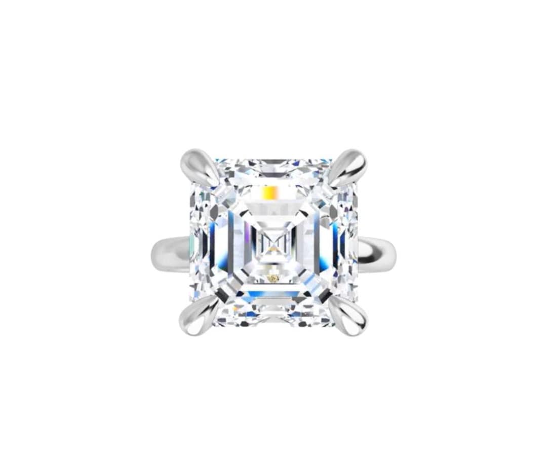 Anello Fidanzamento Diamante Simulato Taglio Asscher 2 Carati – Argento Placcato Oro Bianco 14k