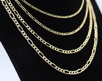14K Gelbgold 5,5Mm Figaro Kette Italienischer Link Anhänger Halskette