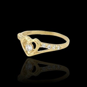 Heart CZ Ring - 10K Yellow Gold