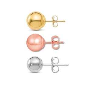 SOLID 14K Gold Ball Earrings, 3MM, 4MM, 5MM, 6MM, 7MM, 8MM ,Ball