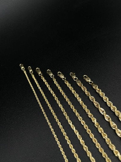 14K Solid Gold Rope Chain Gold Rope Necklace 2mm 2.3mm 2.5mm 3mm
