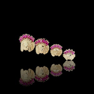 10K Yellow Gold Chiefs head Native American Indian head - Ruby Red Solid 10K Yellow Gold ring - 10k gold ring - all sizes - size varation