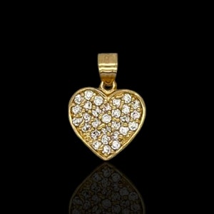 Colgante de corazón con circonita cúbica - Oro amarillo de 10 quilates