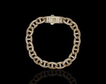 Bracciale Valentino con zirconi a maglie - oro giallo 10 carati