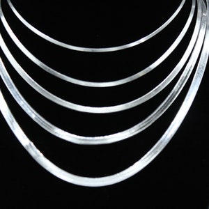 925 Silver Herringbone Chain Necklace, Choker, 16&#39;&#39; - 26&#39;&#39; Inch, 1.8mm 2.5mm 3mm 4mm 4.5mm Thick Gold Chain, White gold