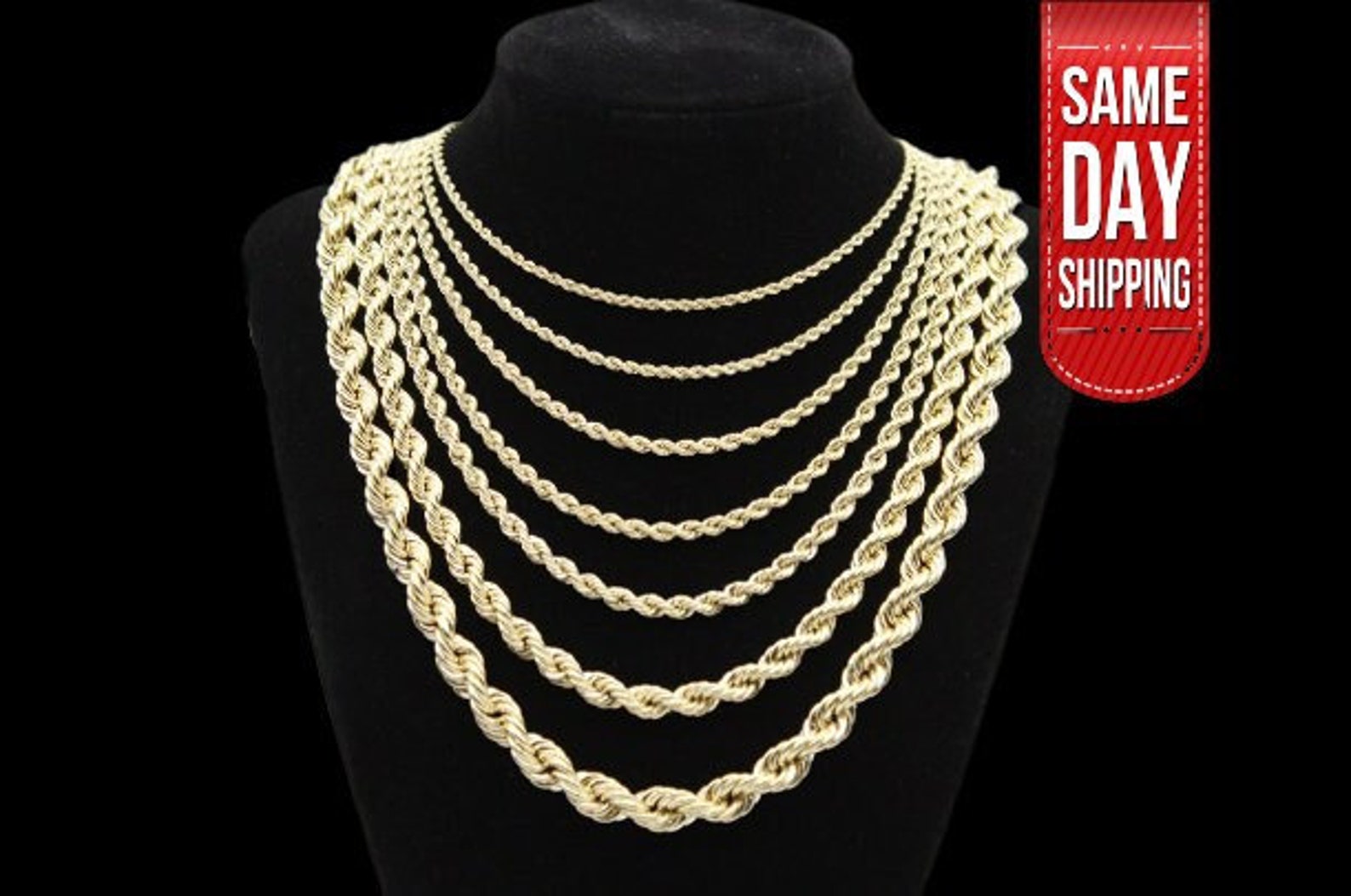 10K Solid Gold Rope Chain Gold Rope Chain Necklace 2mm 2.5mm Etsy