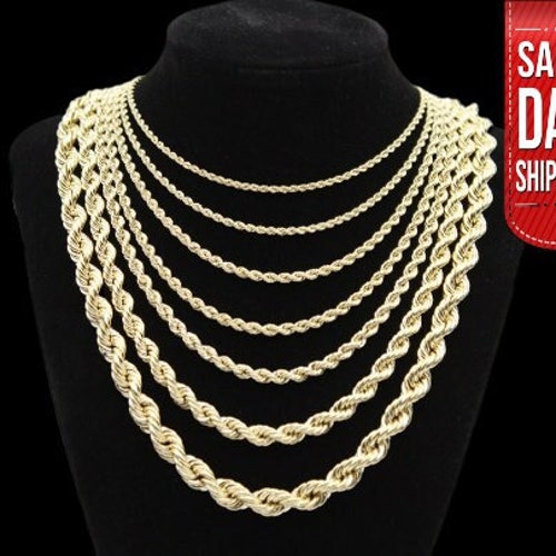 10K Solid Gold Rope Chain Gold Rope Chain Necklace 2mm 2.5mm 3mm