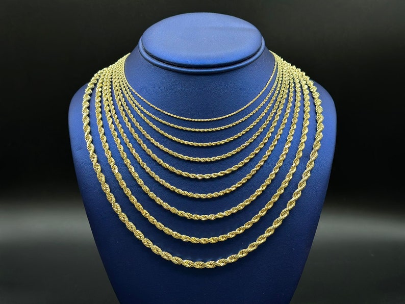 10K - Gold Rope Chain Gold Rope Chain Necklace 1mm-4mm 16-26 Inches ...