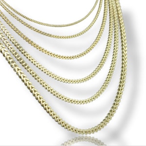 14K Real Gold Franco Chain Necklace, 16&quot;-26&quot; inch, 1mm - 4.5mm Real 14K Yellow Gold Franco Chain,14k Gold Franco Chain