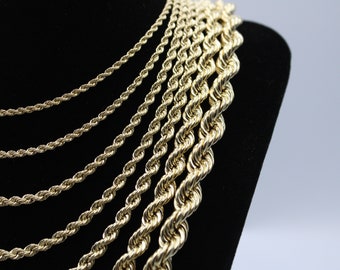 10K Solid Gold Rope Chain Gold Rope Chain Necklace 2mm 2.5mm 3mm