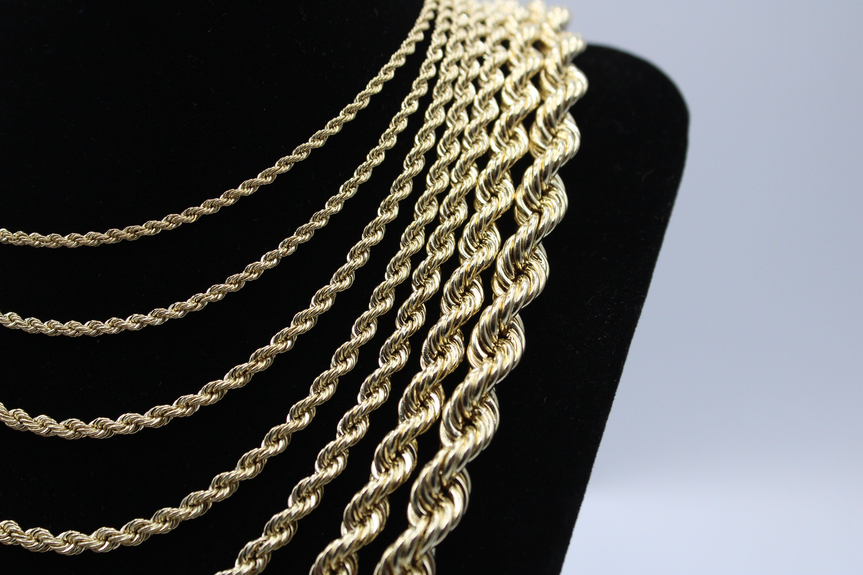 10K Solid Gold Rope Chain Gold Rope Chain Necklace 2mm 2.5mm 3mm