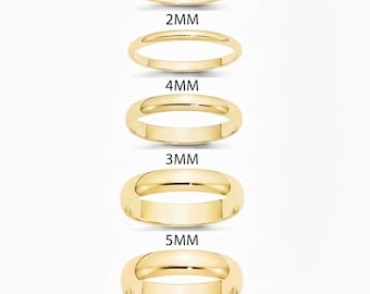 Solid 10K Yellow Gold Classic Dome Wedding Band  2mm, 3mm, 4mm, 5mm, 6mm, Comfort Fit - wedding band - engagement - men and women ring