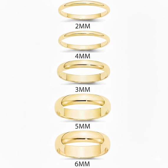 Solid 10K Yellow Gold Classic Dome Wedding Band  2mm, 3mm, 4mm, 5mm, 6mm, Comfort Fit - wedding band - engagement - men and women ring