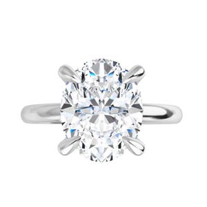 Oval Cut Lab Grown Diamond Solitaire Engagement Ring 14k White Gold -  E Color VVS2 Clarity IGI Certified