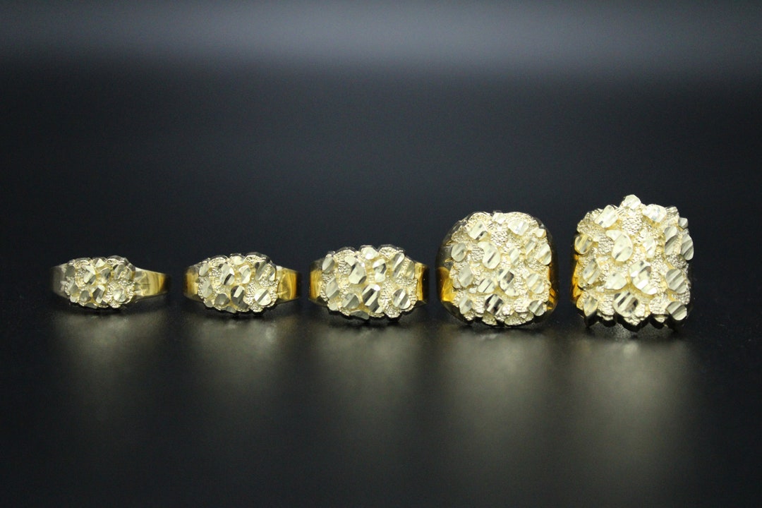 Real Solid Gold 10K Round Nugget Ring | 10K Gold Ring | Yellow Gold | 9 ...