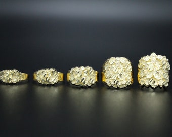 Real Solid Gold 10K Round Nugget Ring | 10K Gold Ring | Yellow Gold | 9.5mm 11mm 13mm 20mm 23mm | Statement Rings | All Sizes