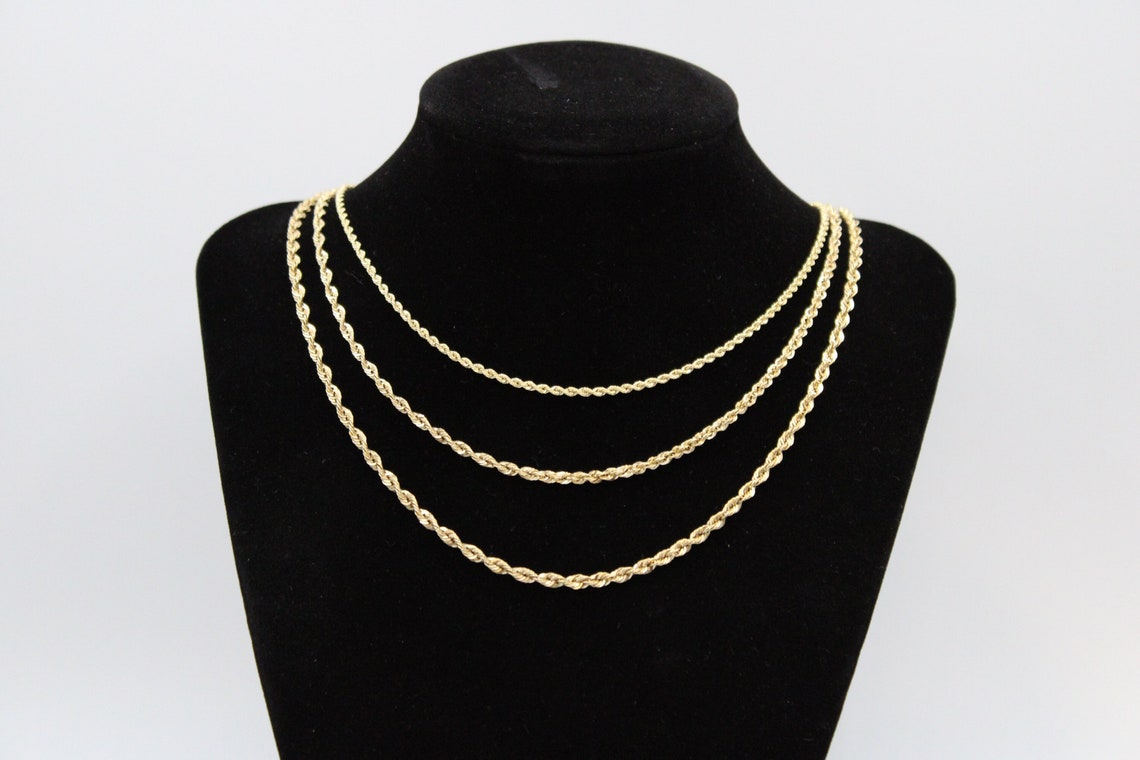 14K Solid Gold Rope Chain Rope Necklace 2mm 2.5mm 3mm 3.5mm Etsy