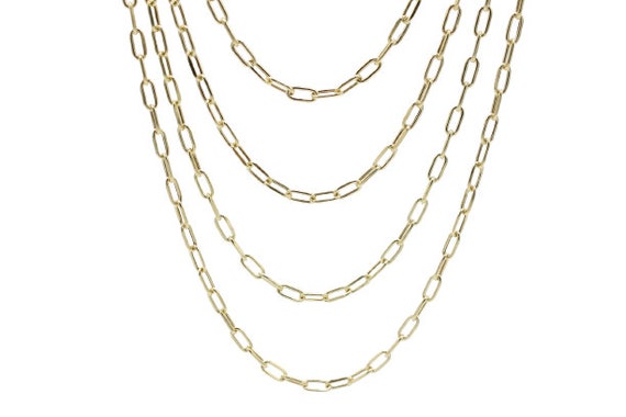 10Kゴールドペーパークリップネックレスチェーン 2mm 3mm、3.5mm 4.8mm