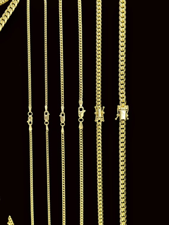 14K 完全純金 マイアミ キューバン リンク チェーン ネックレス 1.7 mm