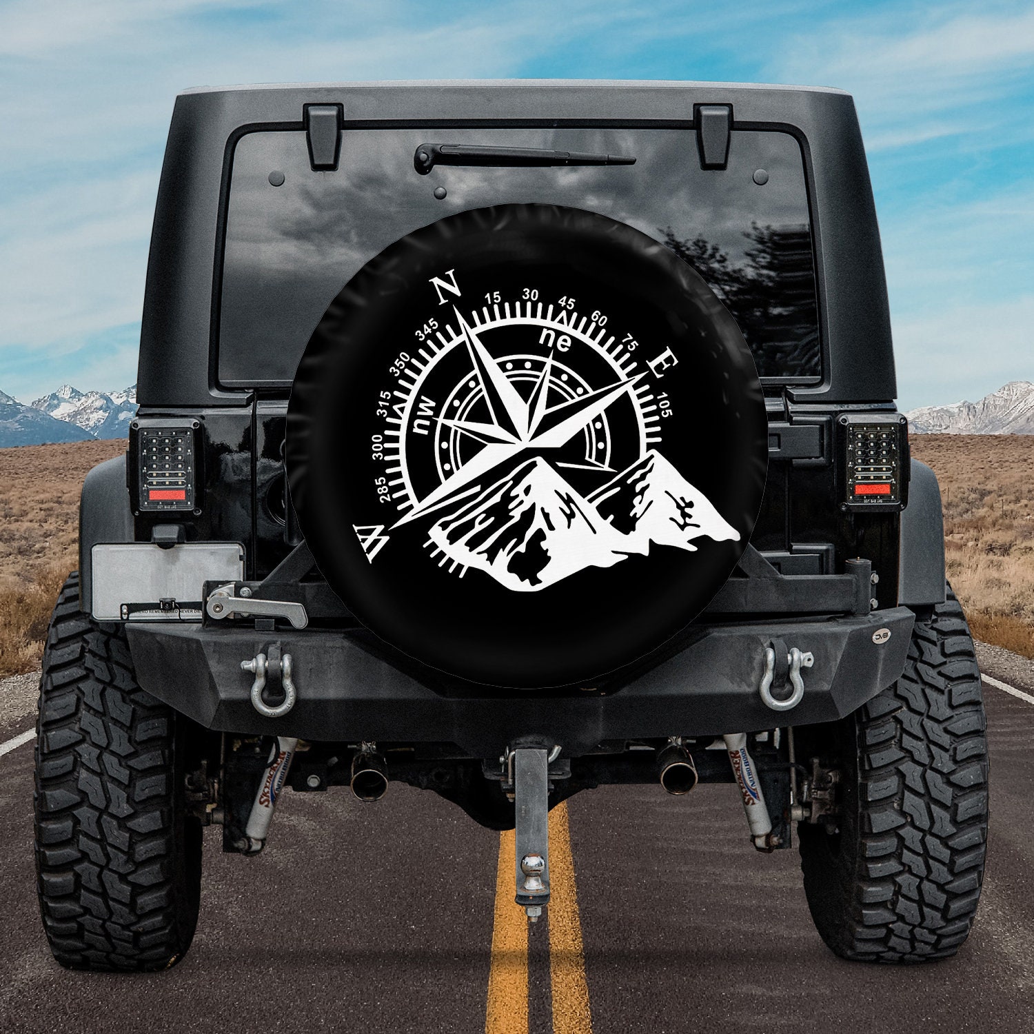 Compass with Mountain Jeep All Over Print Spare Tire Cover Etsy