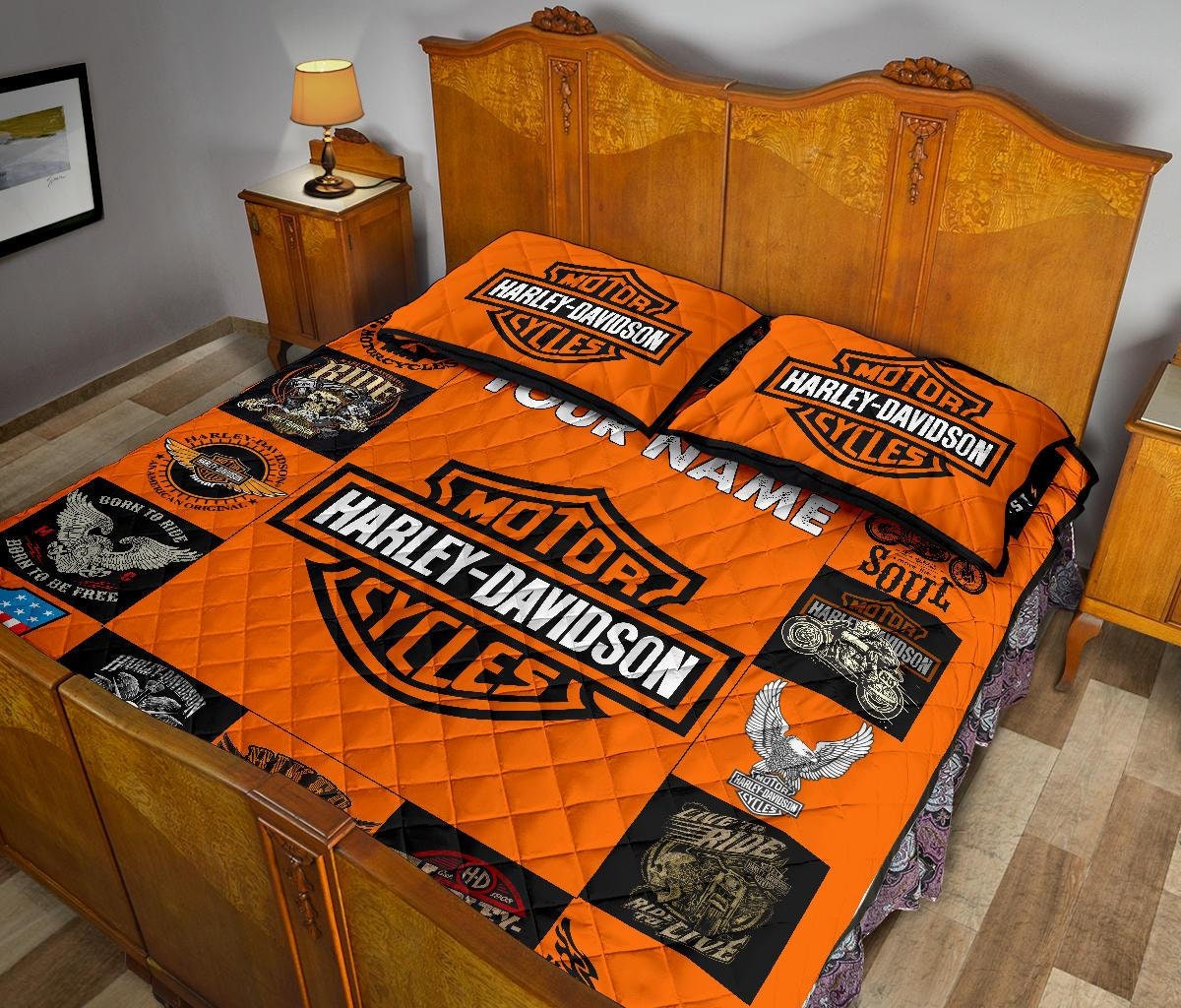 Nombre personalizado Harley Davidson edredón juego de cama y | Etsy