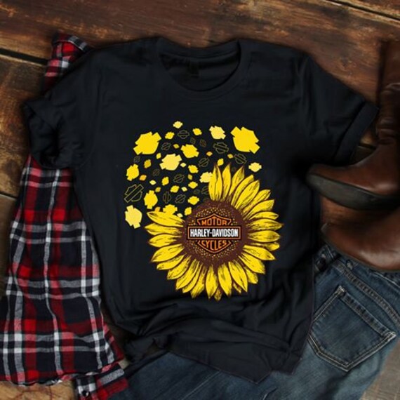 Sunflower Harley Davidson Classic T-shirt Love Motorcycle | Etsy