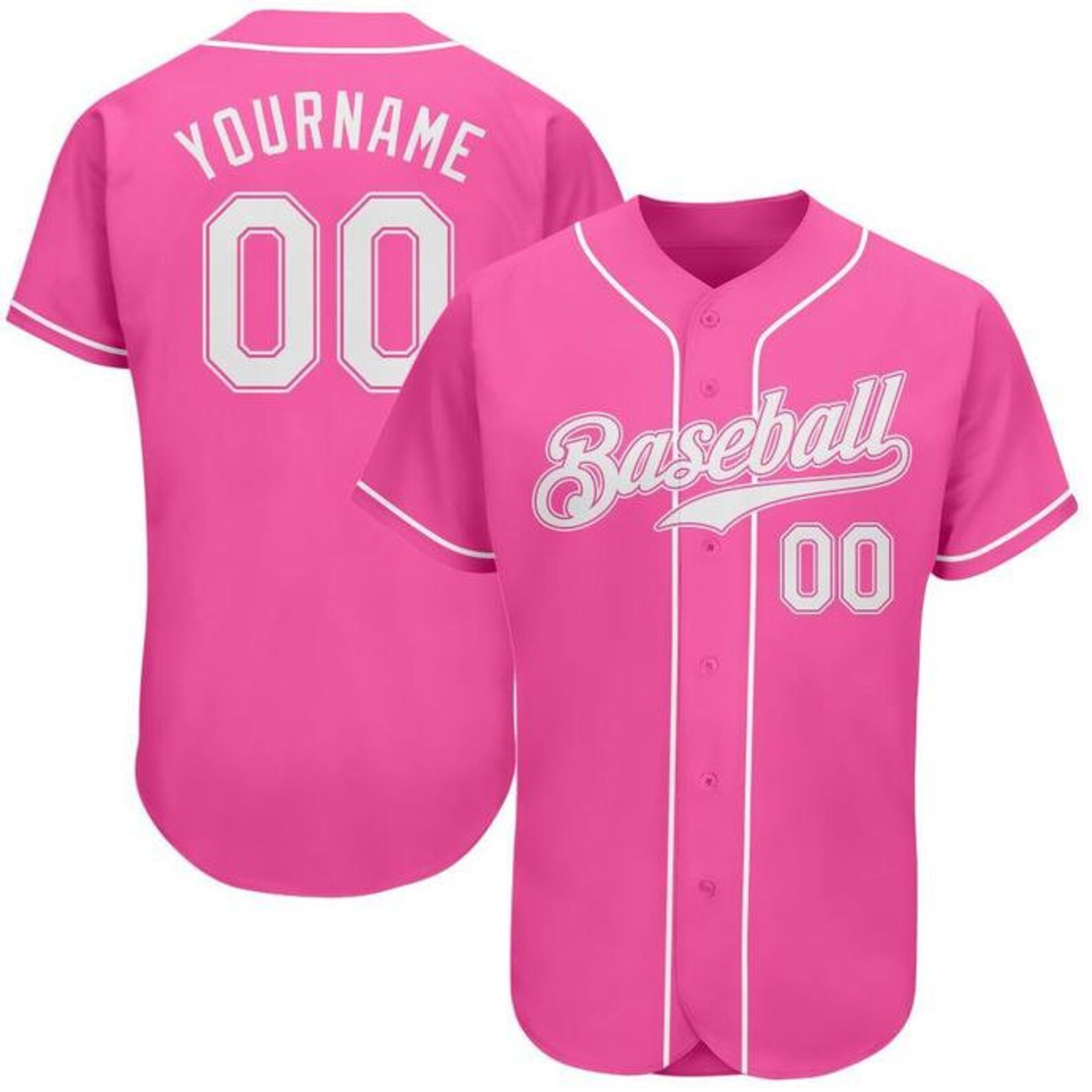 Customized Pink White Unisex Baseball Jersey Raglan Sports Etsy