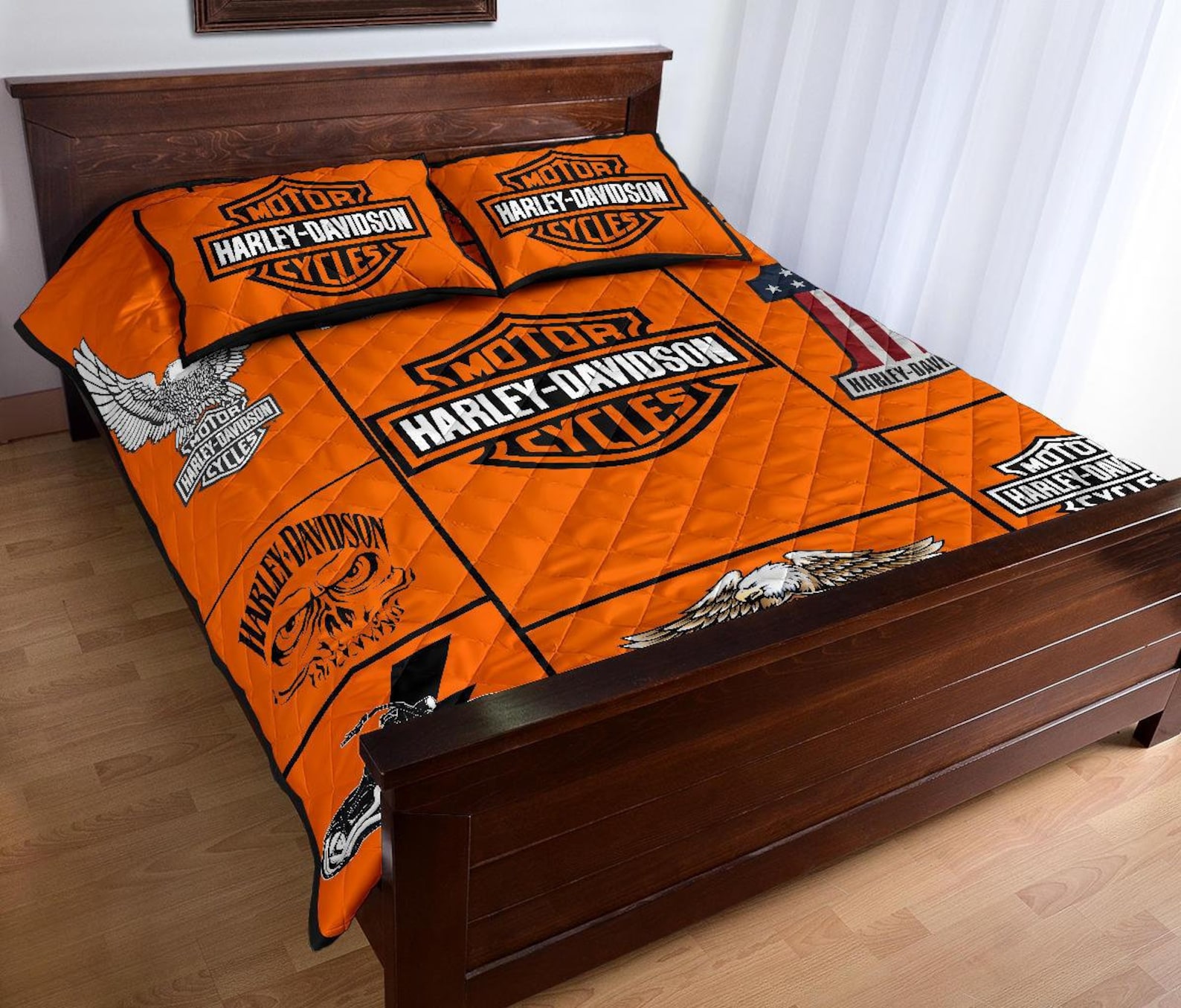 Custom Name Harley Davidson Quilt Bed Set And Bedding Set 3 Etsy